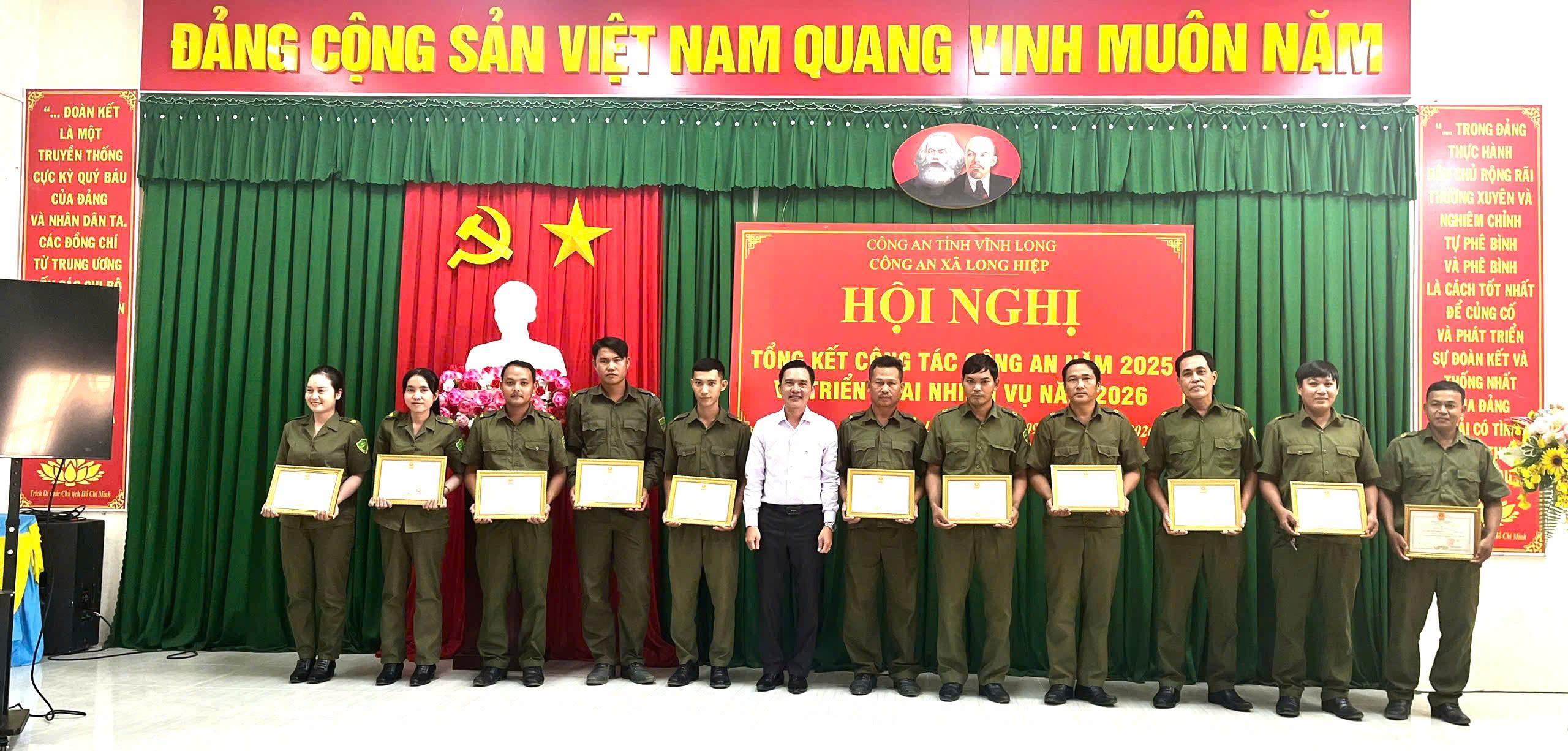Công an xã Long Hiệp tổ chức Hội nghị tổng kết công tác công an năm 2025 và triển khai nhiệm vụ công tác trọng tâm năm 2026