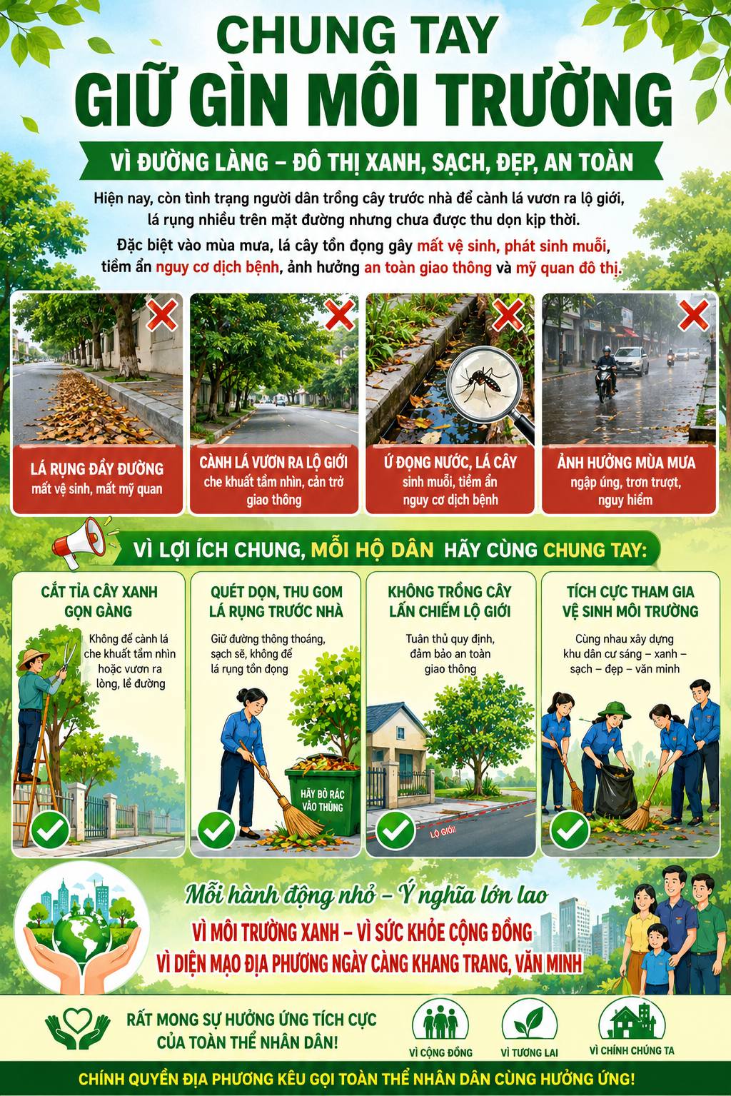 Ủy ban Mặt trận Tổ Quốc Việt Nam xã Long Hiệp Tuyên truyền – Vận động nhân dân chung tay giữ gìn môi trường  
