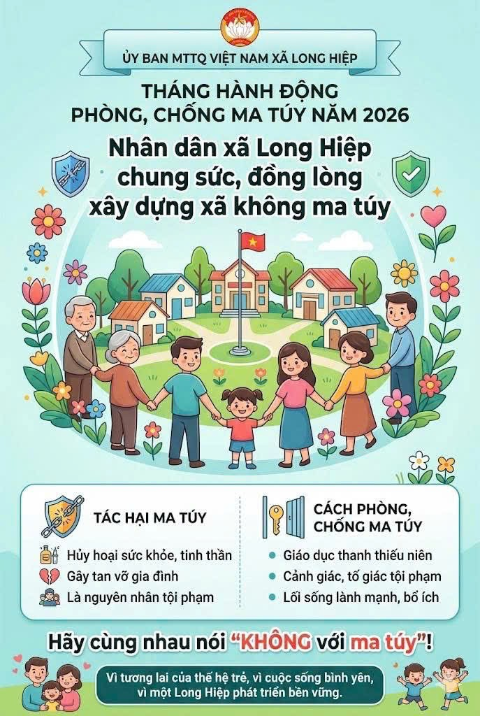 Xã Long Hiệp: Tuyên truyền nâng cao nhận thức về phòng, chống ma túy – Hãy cùng nhau nói không với ma túy